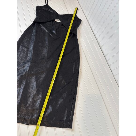 NWT L'AGENCE Femme Sequined Cut-Out Midi-Dress Black Bodycon Cocktail Size 12 - Picture 5 of 11